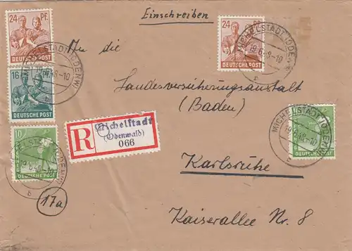 Enregistrer Michelstadt/Odenwald 1948 vers Karlsruhe
