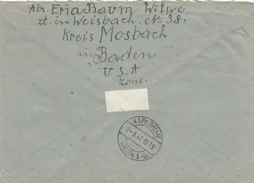 Inscrivez-vous à Herbielbach/Baden 1947 pour Karlsruhe