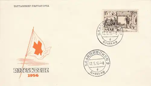 3x FDC Croix-Rouge 1955/56, Sarrebruck