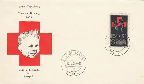 3x FDC Croix-Rouge 1955/56, Sarrebruck