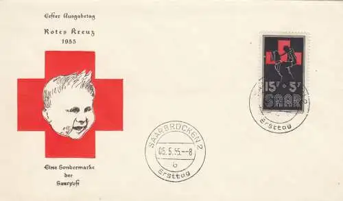 3x FDC Croix-Rouge 1955/56, Sarrebruck