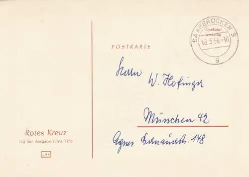 3x FDC Croix-Rouge 1955/56, Sarrebruck