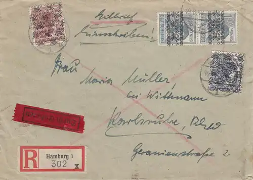Eilbot recommandé 1949 de Hambourg à Karlsruhe