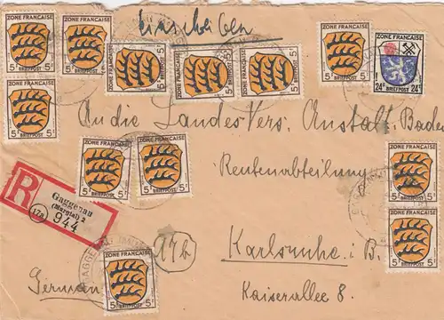 Lettre recommandé de Gaggenau à Karlsruhe