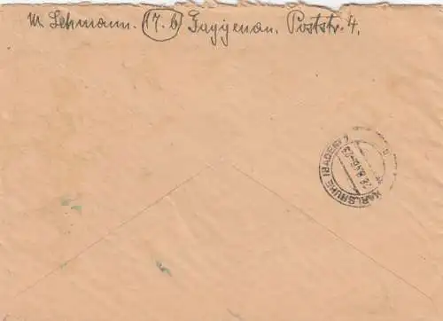 Einschreiben aus Gaggenau nach Karlsruhe