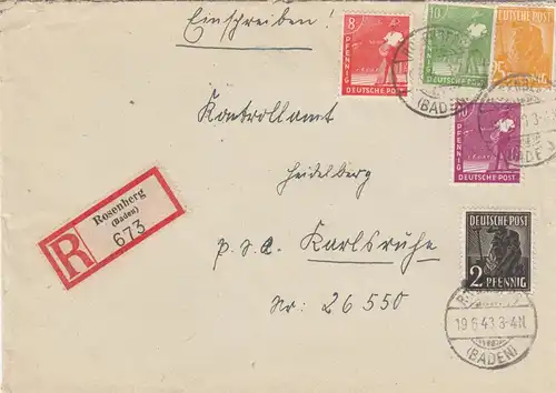Einschreiben Rosenberg 1948 nach Karlsruhe