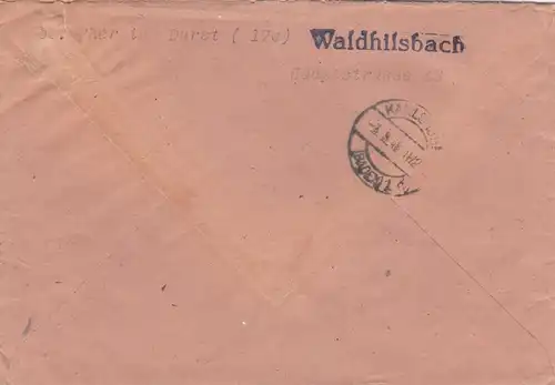 Einscheiben Neckargemünd / Waldhilsbach nach Karlsruhe 1948