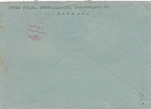 Brief Stuttgart 1946 nach Gaildorf, Gebühr bezahlt