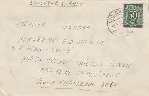 Lettre de Hilders/Fulda en 1948 vers Ilinois/Chicago/USA