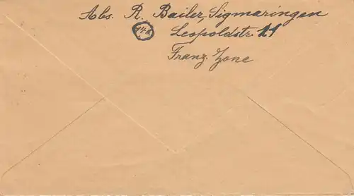 Brief 1948 Sigmaringen nach Karlsruhe