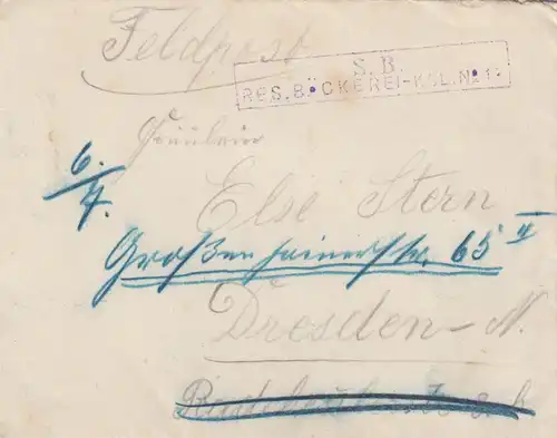 Lettre de FP Beskidenkoors Koulikov, boulangerie de réserve à Dresde avec le contenu de la lettre