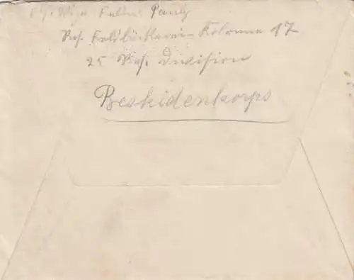 Lettre de FP Beskidenkoors Koulikov, boulangerie de réserve à Dresde avec le contenu de la lettre