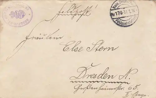 FP 1916, Reserve Bäckerei Kolonne Delica/Serbia nach Dresden mit Briefinhalt