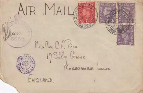 1943: air mail Field post office Tripolis to England