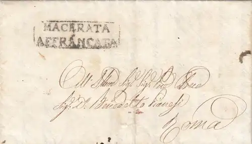 1847: Macerata Affrancata to Roma, a lot text, BPP Signed