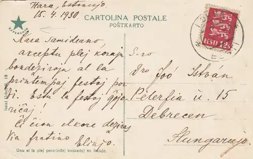1930: 3x post cards Tallinn, Tamsalo to Debrecen/Hungary