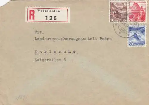 1942: Weinfelden als Einschreiben nach Karlsruhe, OKW Zensur
