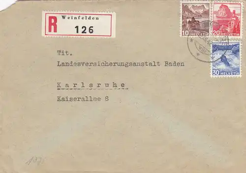 1942: Weinfelden en recommandé à Karlsruhe, OKW censure