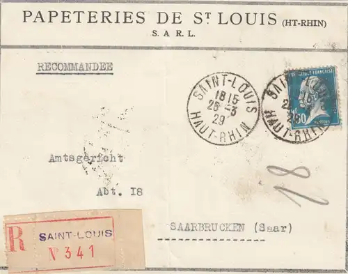1929: Einschreiben St. Louis to Saarbrücken