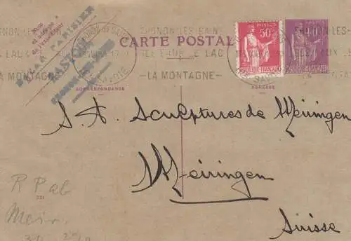 1934 post card Thonon les Bains to Meiningen