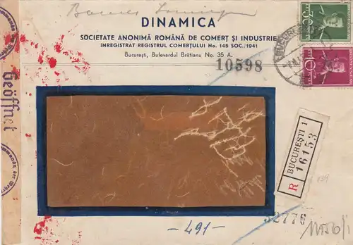 1944: registered Bucaresti to Oldenburg, censorship 2x