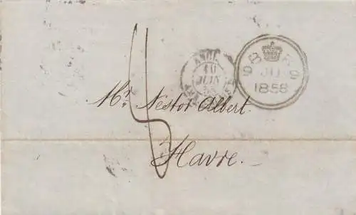 1858: letter London to Le Havre via Paris