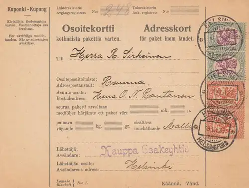 1927: parcel card Helsinki