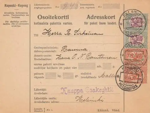 1927: parcel card Helsinki