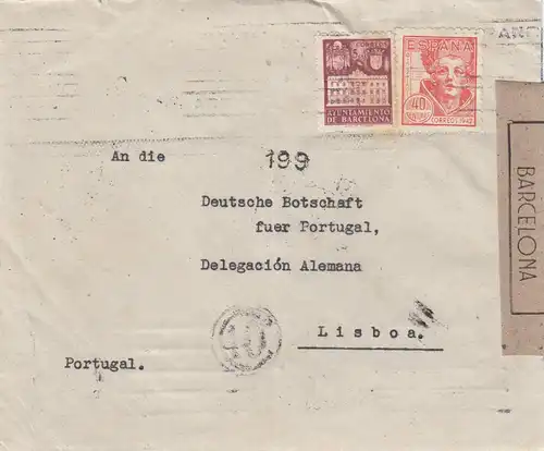 5x lettre: 1942/44: Madrid to Deutsches Message in Lisboa, centorship