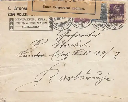 2x Lettres 1918: Sktborn à Karlsruhe, poste de contrôle, droit de la guerre