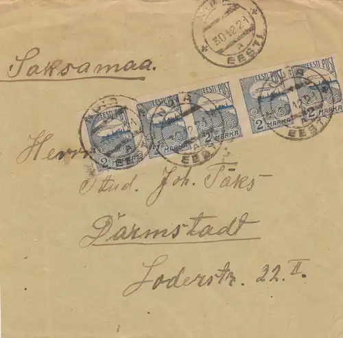 1921: letter from Nuia to Darmstadt