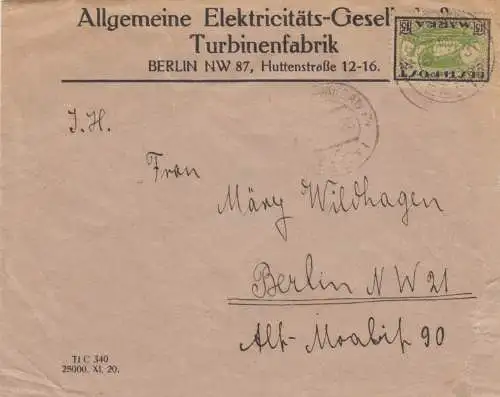 1923: letter from Turbinenfabrik to Berlin