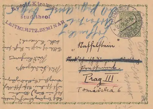 1932: 2x carte postale Leitmeritz/Unicov to Prague