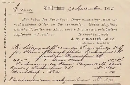1893: post card Rotterdam to Kitzingen