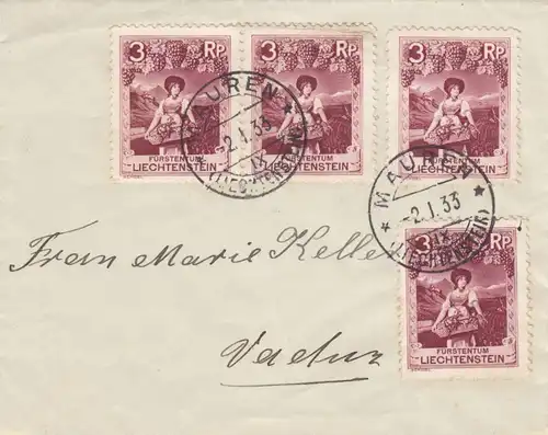 1933: Brief aus Mauren nach Vaduz
