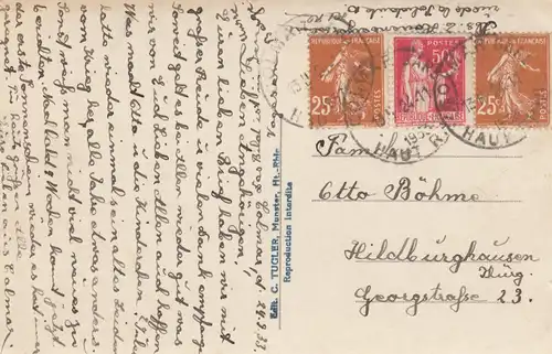 1933: post card Colmar to Hildburghausen