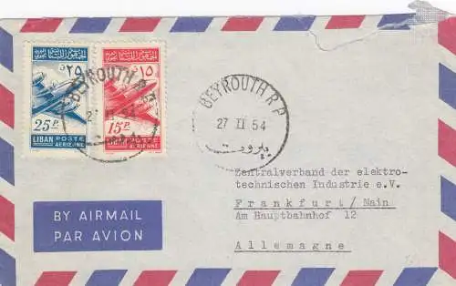 1954: air mail Beyrouth to Frankfurt