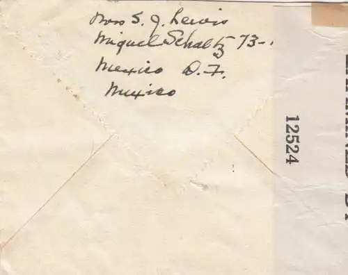 letter 194x to USA, censor