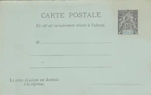 2x carte postale, 1x with answer card, Nossi-Bé