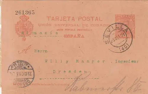 1907: 4x post cards Barcelona to Dresden