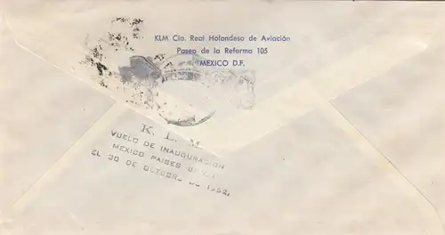 1922: Cartas: air mail first flight K.L.M. Mexico Amsterdam