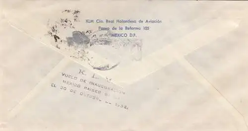 1922: Cartas: air mail first flight K.L.M. Mexico Amsterdam