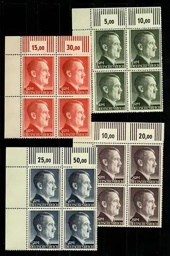 DR: MiNr. 799-802 B, Eckrand Viererblock VE1, postfrisch, **