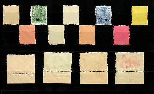 Deutsche Post in China MiNr. 15-27, postfrisch, **, 4x mit Passerkreuz Unterrand