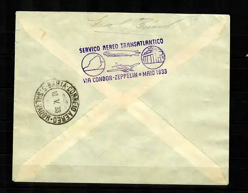 Volkshelp Saar, 3x recommandé Sarrebruck, comte Zeppelin jusqu'à Recif jusqu 'au Bahia