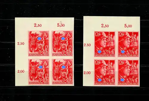 DR: Min° 909-910U, Eckrand Quaderblock VE1, Erreur de plaque 910I, frais, **