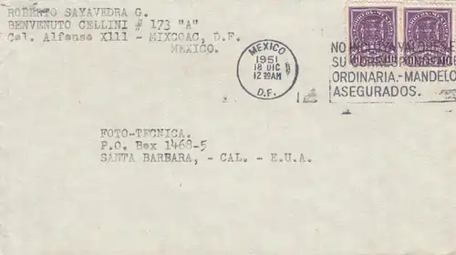 1951: Mexico to Santa Barbara, Cal, États-Unis