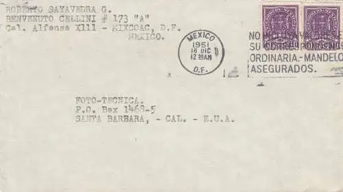 1951: Mexico to Santa Barbara, Cal, USA