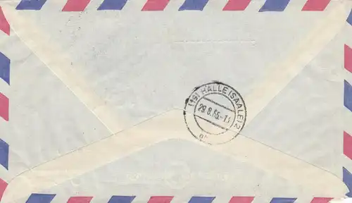 air mail Damascus 1955 to Savon et Parfumfabrik Hall/Saale