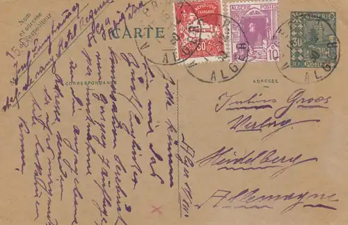 1930: post card Algier to Heidelberg
